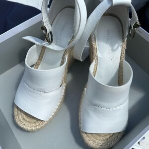 Treasure & Bond White Espadrille Wedges with Ankle Strap